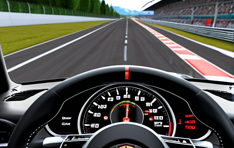 **
Prompt: "Gran Turismo gameplay, Porsche speedometer close-up, TAG Heuer logo prominent, blurred racetrack background, sense of speed and luxury, realistic graphics."
**