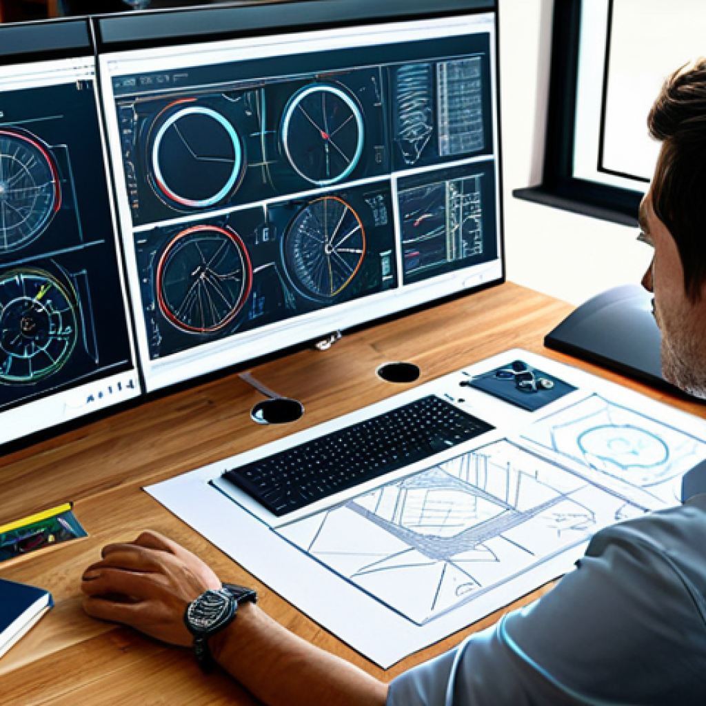 Circuit Design Inspiration**

"A vibrant workspace filled with sketches and digital renderings of racing circuits. An architect or game designer, fully clothed in comfortable, professional attire, leans over a large drafting table covered in blueprints and a computer displaying a track maker interface. Natural light floods the room, highlighting the intricate details of the designs. Safe for work, appropriate content, professional environment, modest and inspiring. Perfect anatomy, natural pose, well-formed hands, correct proportions, high resolution, realistic."

**