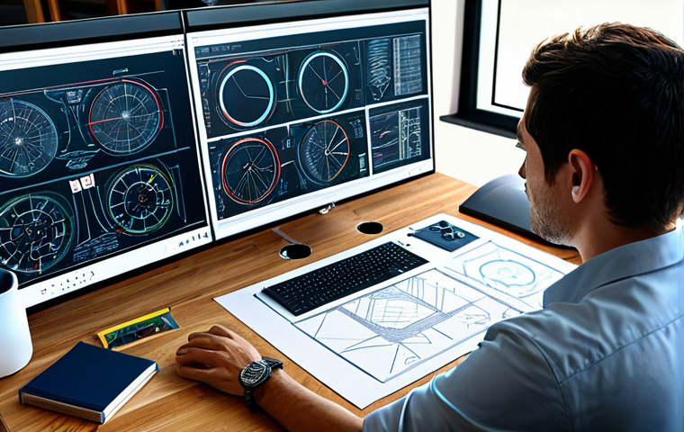 Circuit Design Inspiration** "A vibrant workspace filled with sketches and digital renderings of racing circuits. An architect or game designer, fully clothed in comfortable, professional attire, leans over a large drafting table covered in blueprints and a computer displaying a track maker interface. Natural light floods the room, highlighting the intricate details of the designs. Safe for work, appropriate content, professional environment, modest and inspiring. Perfect anatomy, natural pose, well-formed hands, correct proportions, high resolution, realistic." **