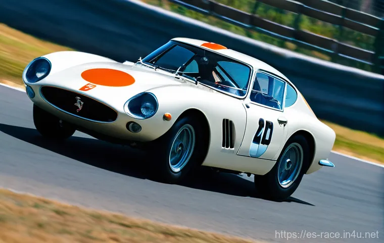 클래식 자동차 레이싱 - **Prompt 1: Roaring Legends on Historic Asphalt** "A dynamic shot of a classic 1960s-era race ca...
