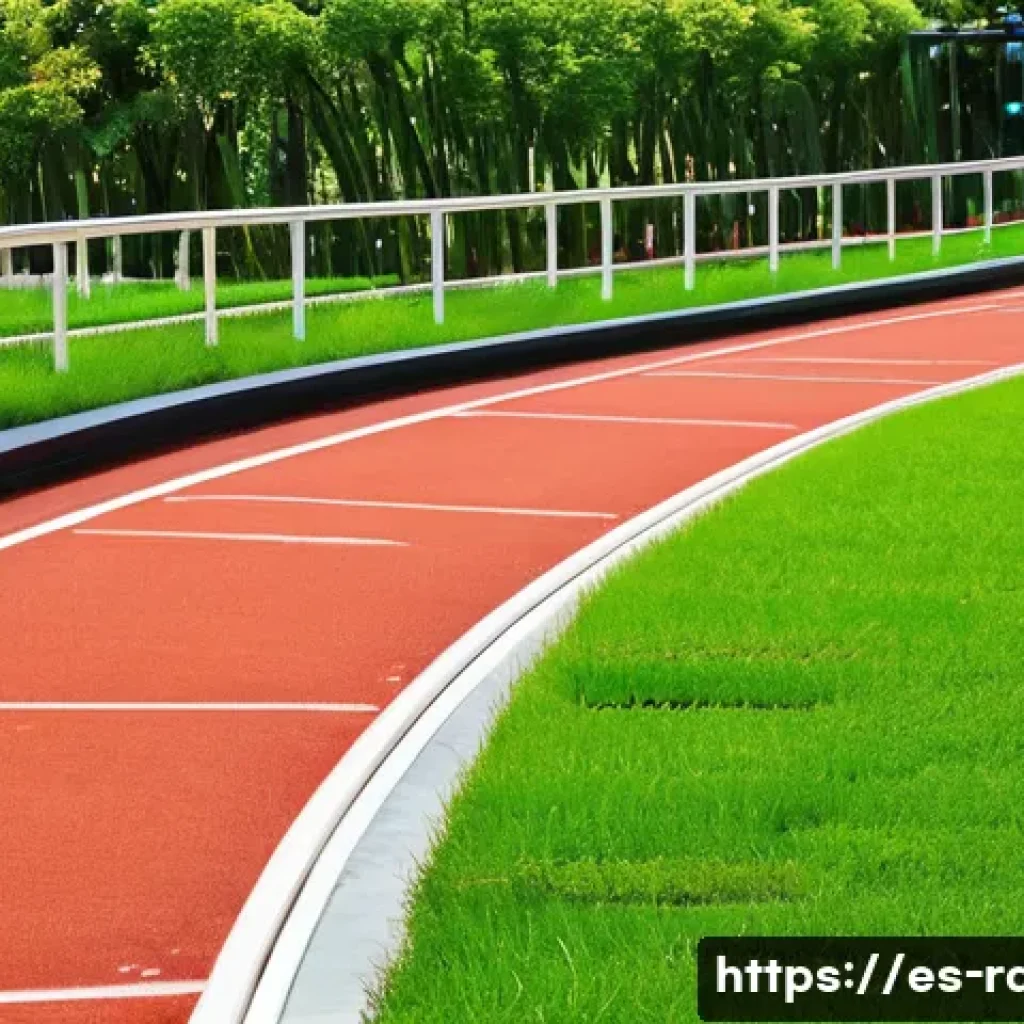 최고의 트랙디자인 - A modern outdoor running track designed with ergonomic curves and gentle slopes, featuring high-qual...