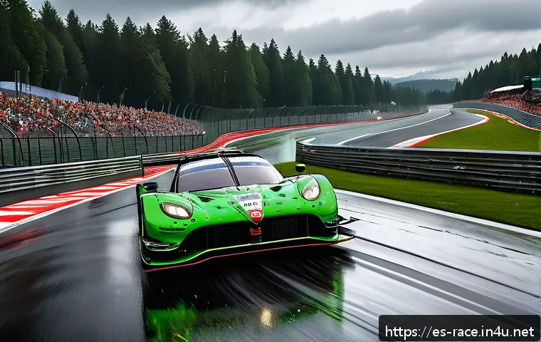 레이싱게임 그래픽 진화 - A highly detailed 3D racing scene set on the iconic Circuit de Spa-Francorchamps in Belgium during a...
