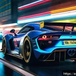 Home 19 스팀 레이싱게임 할인 정보 - A dynamic urban street racing scene at night, featuring sleek sports cars with vivid neon underglow ...
